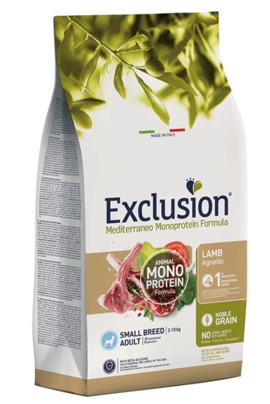 Сухой корм для собак EXCLUSION Monoprotein Noble Grain Adult Small (ягненок)