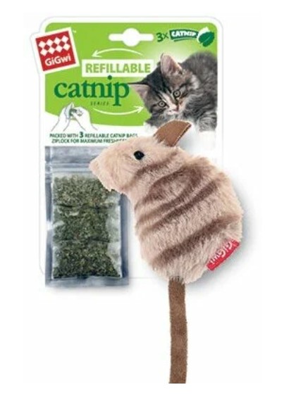 Игрушка для кошек GiGwi Refillable Catnip Мышка с кошачьей мятой