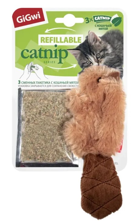Игрушка для кошек GiGwi Refillable Catnip Бобренок с кошачьей мятой