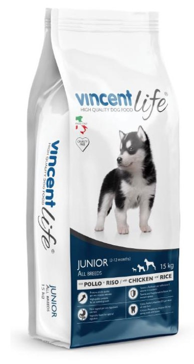Каталог Сухой корм для щенков Vincent Life Junior (курица, рис)  для собак