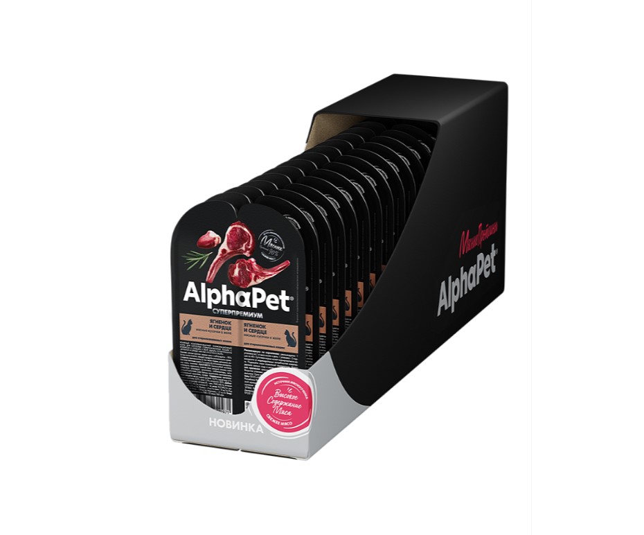 Влажный корм для кошек AlphaPet Superpremium Adult Cat в желе (ягненок, сердце)