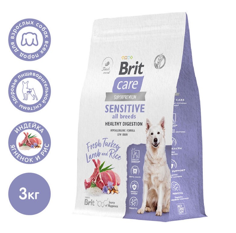 Каталог Сухой корм для собак Брит Кеа Dog Adult Sensitive Healthy Digestion (индейка, ягненок) для собак