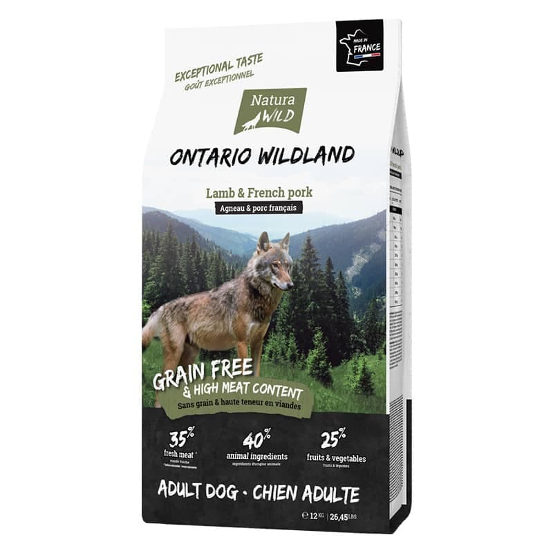 Еда для привередливых собак Сухой корм для собак Natura Wild DOG Ontario Wildland (ягненок, свинина)