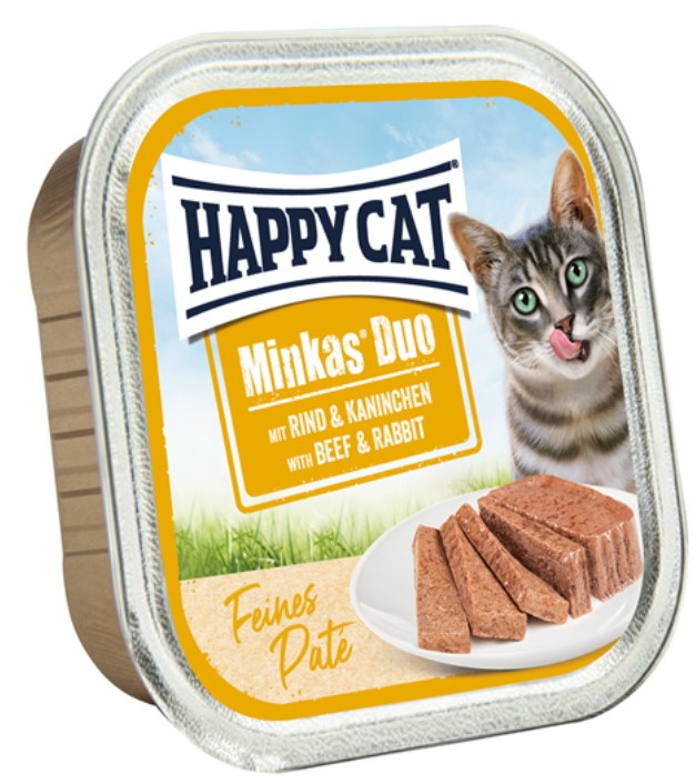 Консервы для кошек Happy Cat Minkas Duo Паштет Adult Cat (говядина, кролик)