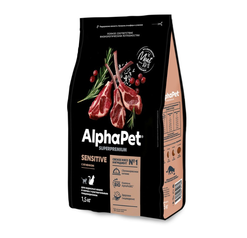 Сухой корм для кошек AlphaPet Superpremium Adult Cat (ягненок)
