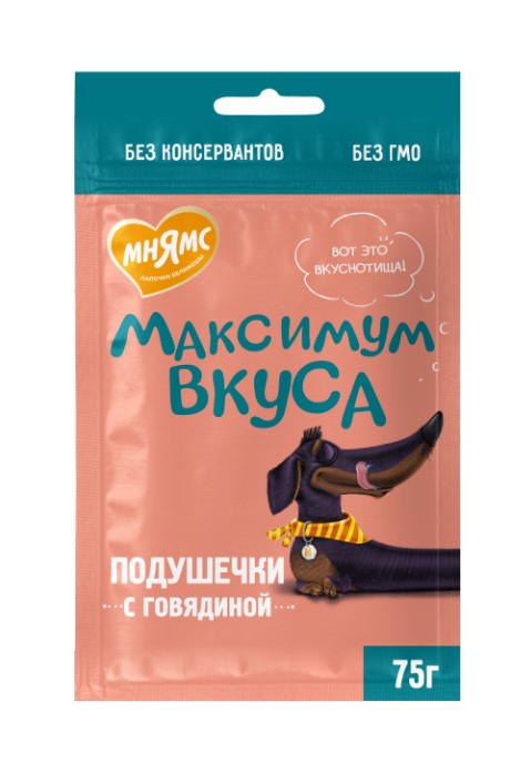 Лакомство Мнямс подушечки с говядиной для собак «Максимум вкуса»
