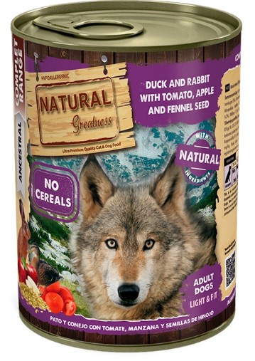 Консервы для собак Natural Greatness Adult (утка, кролик, томат, яблоко, семена фенхеля)