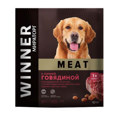 Еда для взрослых собак Сухой корм для собак средних и крупных пород Winner Meat (говядина)