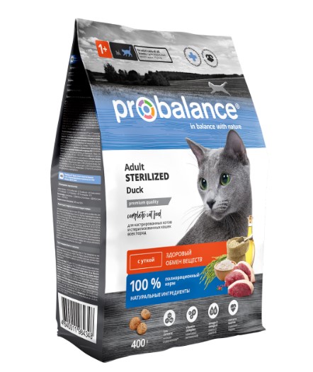 Сухой корм для стерилизованных кошек ProBalance Cat Sterilized (утка)