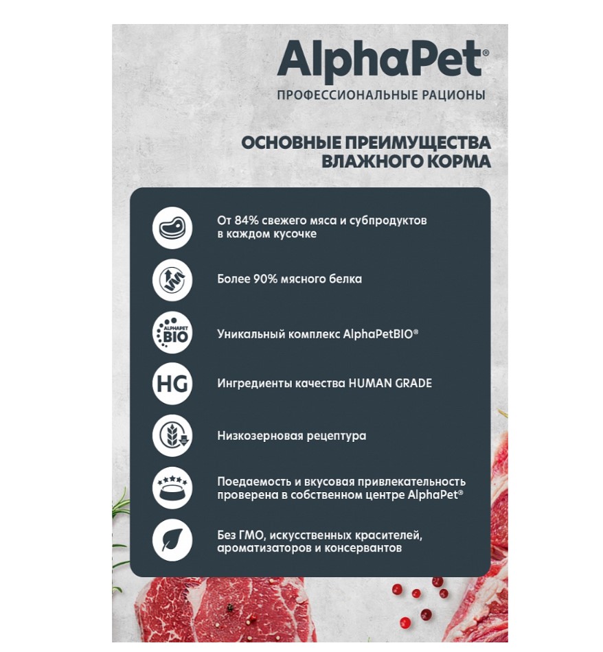 Влажный корм для кошек AlphaPet Superpremium Adult Cat в соусе (кролик, черника)