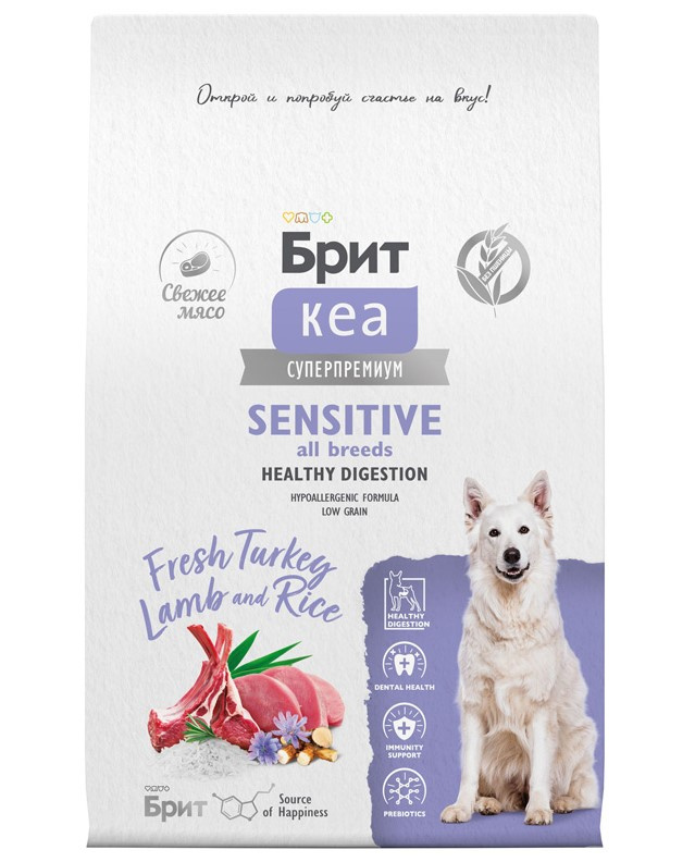 Каталог Сухой корм для собак Брит Кеа Dog Adult Sensitive Healthy Digestion (индейка, ягненок) для собак