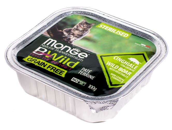 Влажный рацион для кошек Monge Cat BWild Sterilised Grain Free (кабан, овощи)