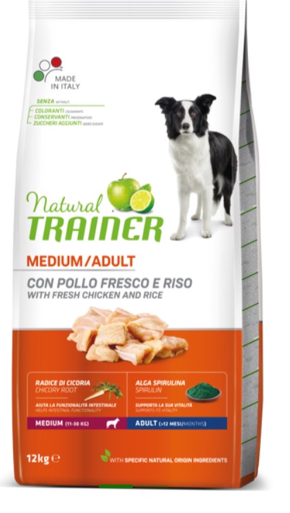 Каталог Сухой корм для собак средних пород Natural Trainer Adult Dog Medium (курица) для собак