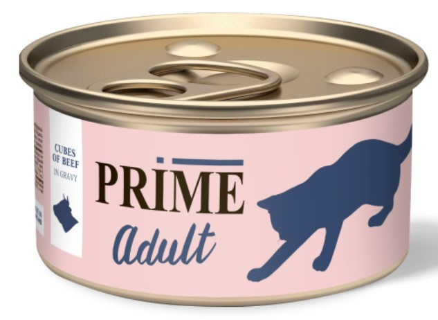 Консервы для кошек PRIME Adult Cat кусочки в соусе (говядина)