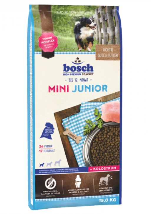 Каталог Сухой корм для щенков мини пород Bosch Mini Junior для собак