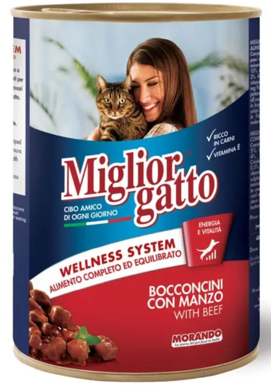 Консервы для кошек Miglior Gatto Adult Cat кусочки в соусе (говядина)