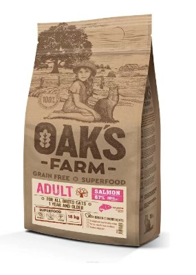 Сухой корм для кошек OAK'S FARM Grain Free Adult Cat (лосось)