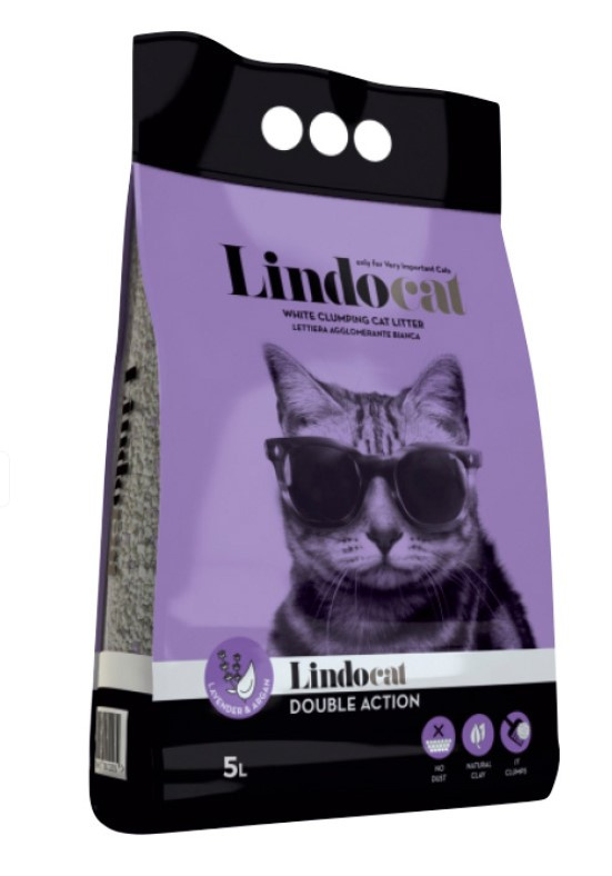 Наполнитель комкующийся бентонитовый Lindocat Double Action (лаванда с аргановым маслом)