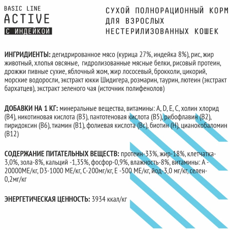Сухой корм для кошек AJO Basic Line Аctive Adult Cat