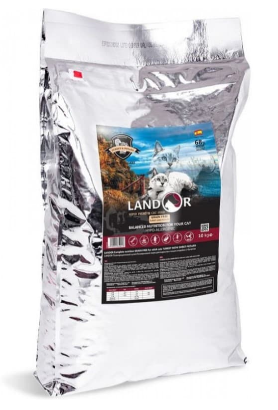 Сухой корм для кошек LANDOR Grain Free Adult Cat (индейка, батат)