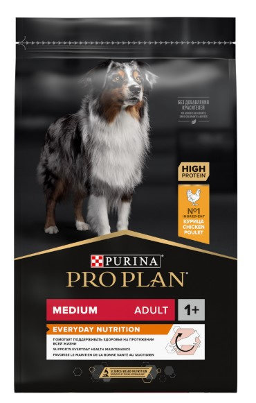 Каталог Сухой корм для собак средних пород Pro Plan EVERYDAY NUTRITION Medium Adult (курица) для собак