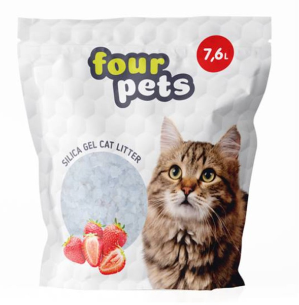 FOUR PETS силикагелевый наполнитель (клубника)