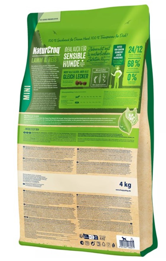 Каталог Сухой корм для собак мелких пород Happy Dog NaturCroq Lamm&Reis Adult Mini (ягненок, рис) для собак