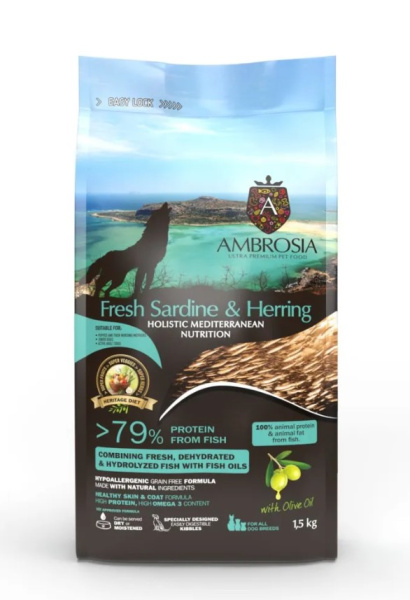 Щенячий корм AMBROSIA MEDITERRANEAN (сардина, сельдь)