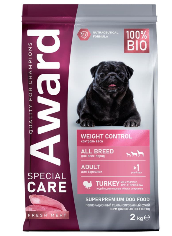 Каталог Сухой корм для собак Award Special Care Weight Control Adult Dog (индейка) для собак