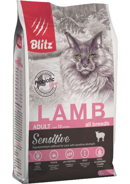 Сухой корм для кошек Blitz Sensitive Adult Cats All Breeds (ягненок)