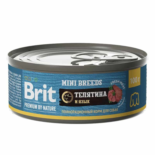 Brit Premium Dog (телятина с языком) сбалансированный влажный корм для собак 