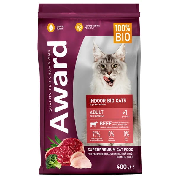 Рацион для кота Award Indoor Big Сats (говядина, курица)