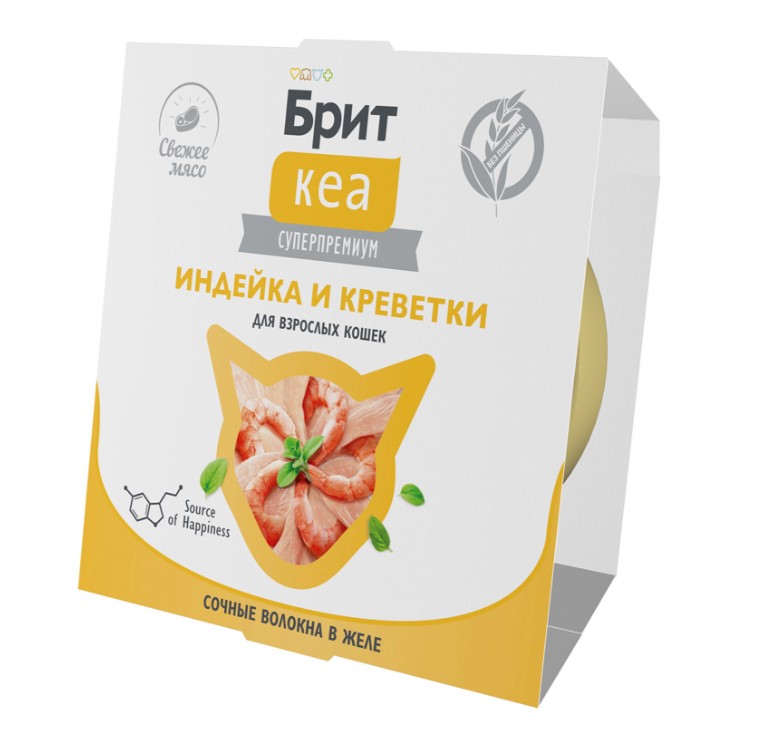 Брит Кеа Влажный корм для кошек индейка и креветки в желе