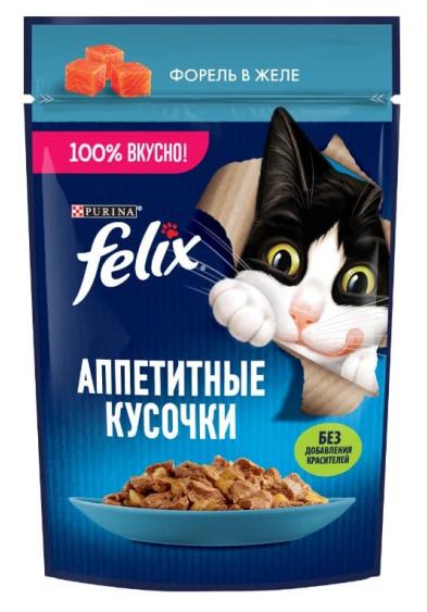 Влажный корм для кошек Felix Аппетитные кусочки (форель в желе)