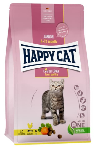 Сухой корм для кошек Happy Cat Junior LandGeflugel (птица)