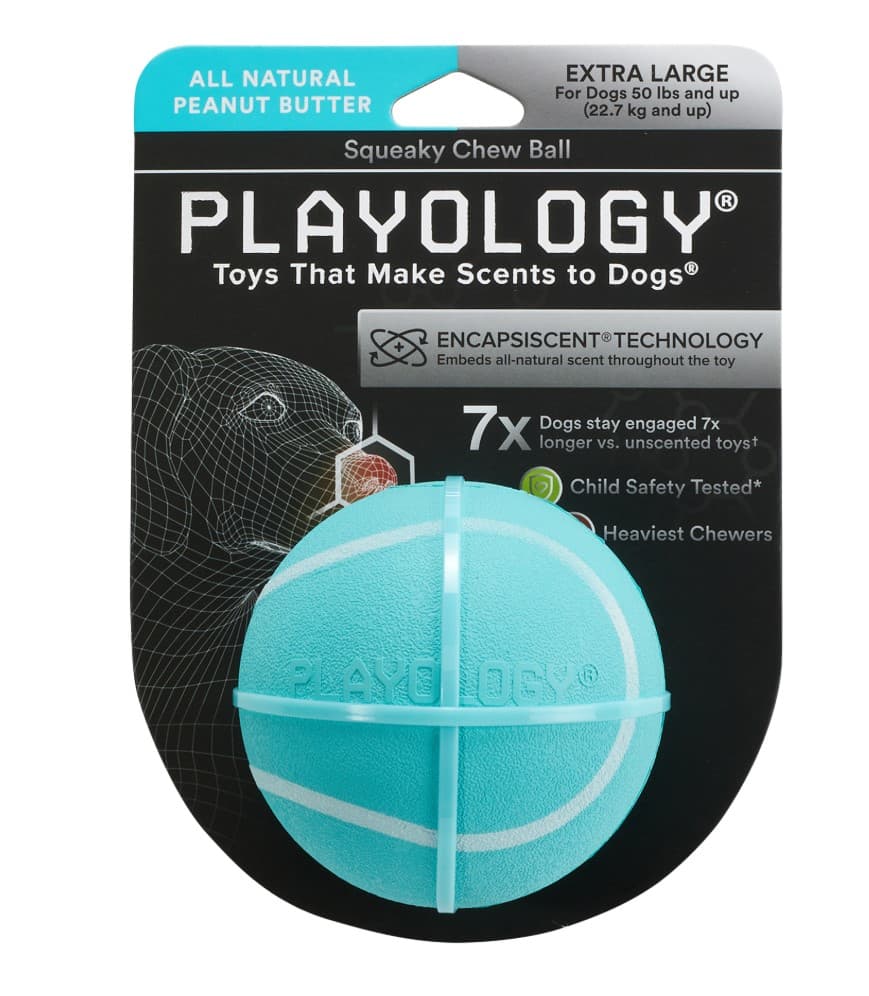 Игрушка для собак средних и крупных пород Playology Squeaky Chew Ball жевательный мяч с пищалкой