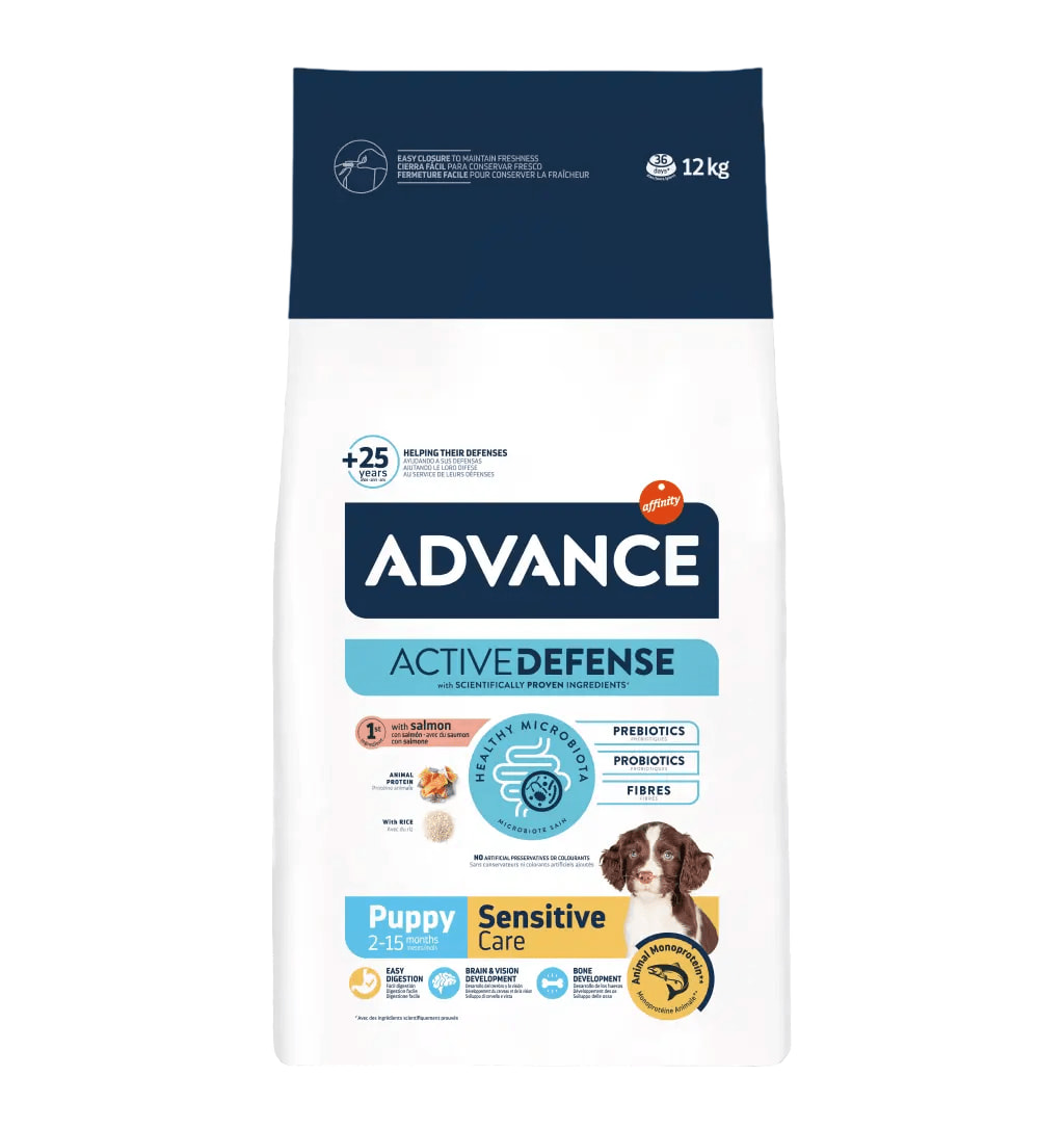 Каталог Сухой корм для щенков Advance Puppy Sensitive (лосось и рис) для собак