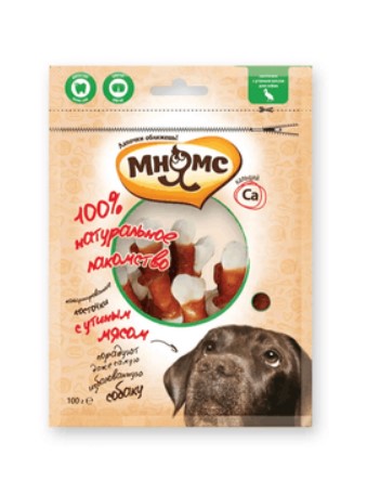 Лакомство Мнямс для собак кальцинированные косточки с утиным мясом