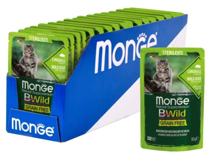 Консервированный корм для кошек Monge Cat BWild Sterilised Grain Free (кабан, овощи)