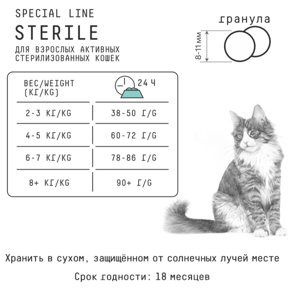 Сухой корм для кошек AJO Special Line Sterile Adult Cat