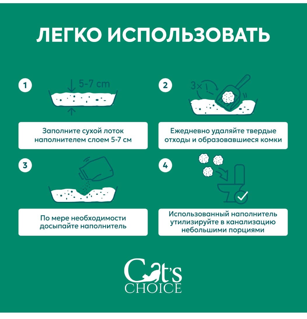 Наполнитель растительный комкующийся Cat's choice с pH-индикатором
