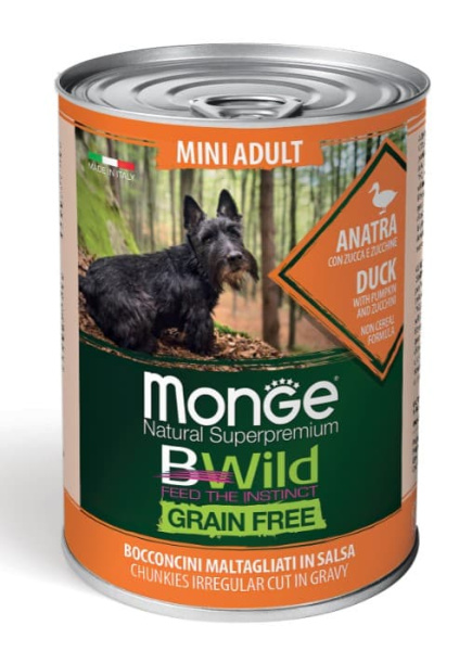 Консервы для собак Monge BWild GF Dog Adult Mini (утка)