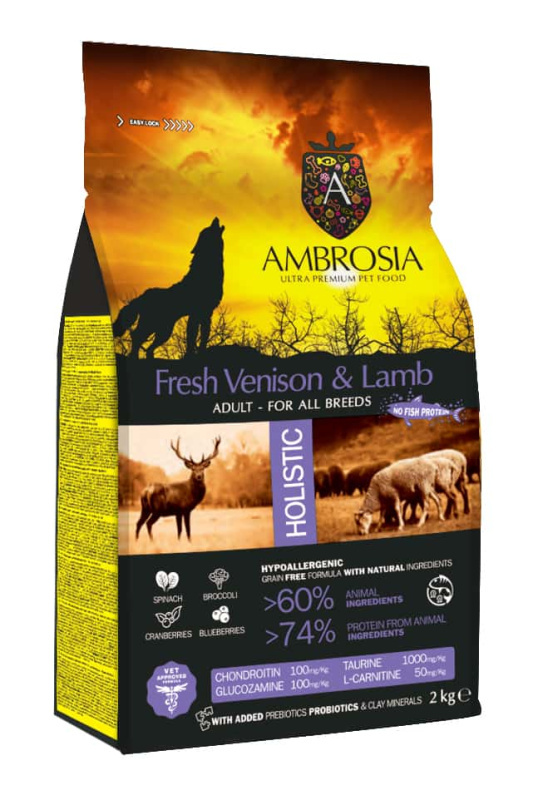 Сухой корм для собак Ambrosia Grain Free Dog Adult All Breed (оленина, ягненок)