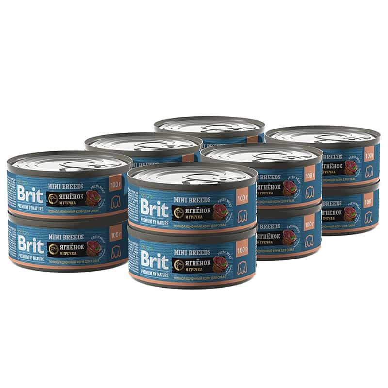 Полнорационный влажный корм для собак  Brit Premium Dog (ягненок, гречка)