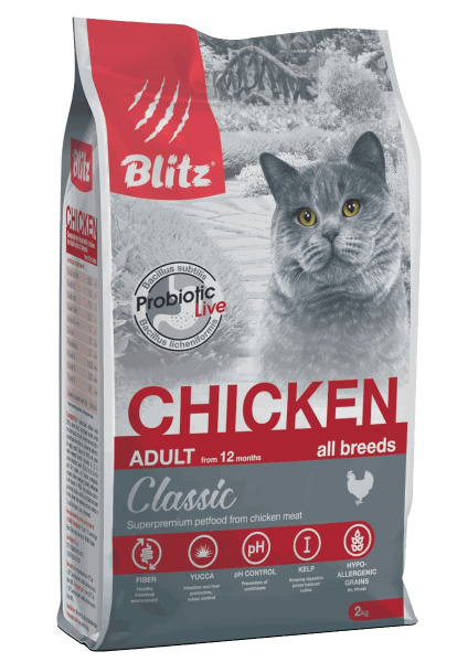 Сухой корм для кошек Blitz Classic Adult Cats All Breeds (курица)