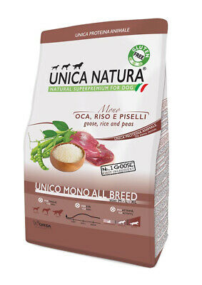 Еда для собак Сухой корм для собак Unica Natura Mono All breed Dog (Гусь)