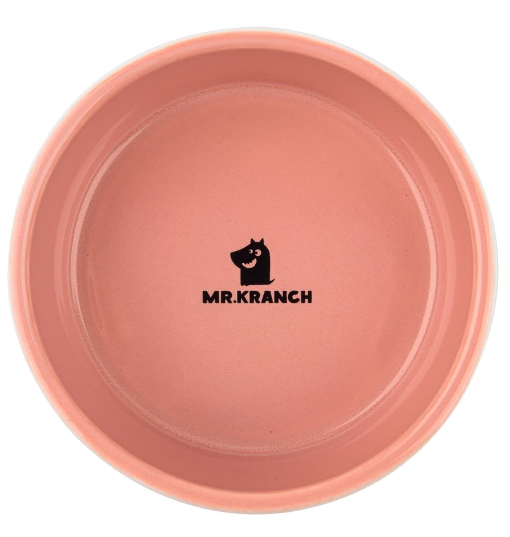 Миска для собак и кошек Mr.Kranch из фарфора Тропики розовая