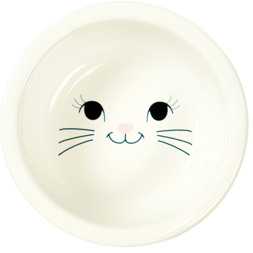 Миска для кошек Mr.Kranch Bamboo керамическая белая на бамбуковой подставке