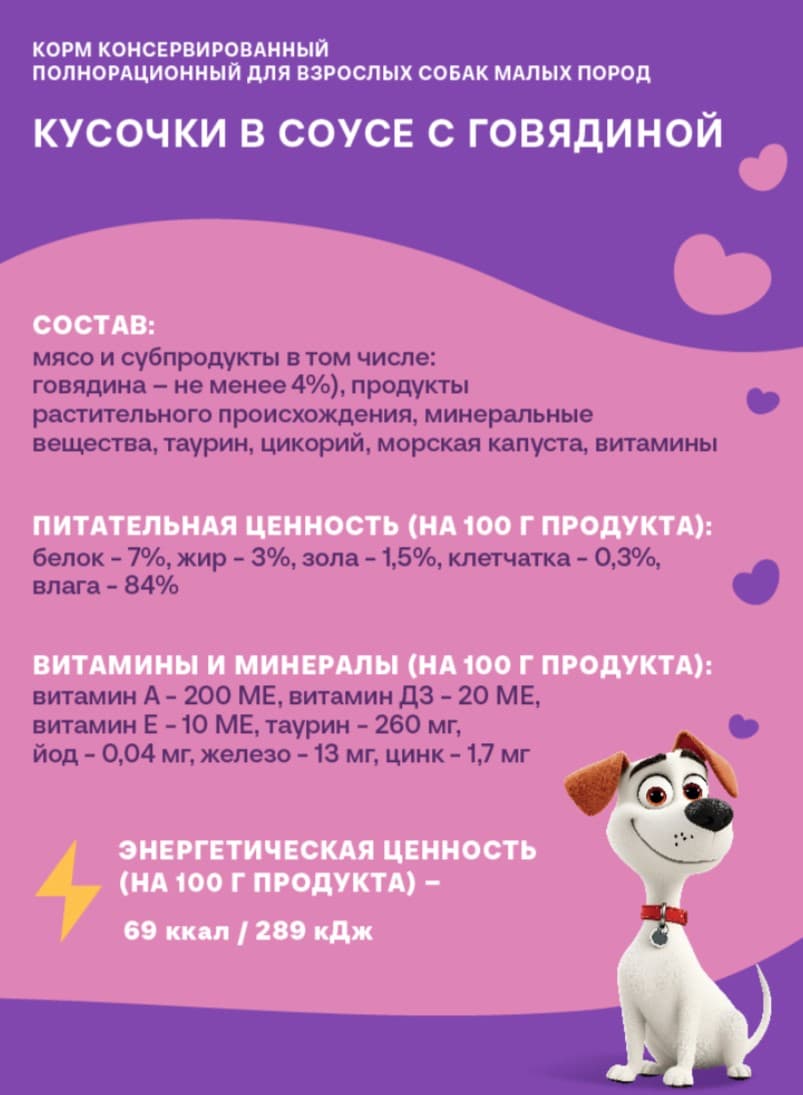 Влажный корм для собак Хаппи Лаппи Adult (говядина)