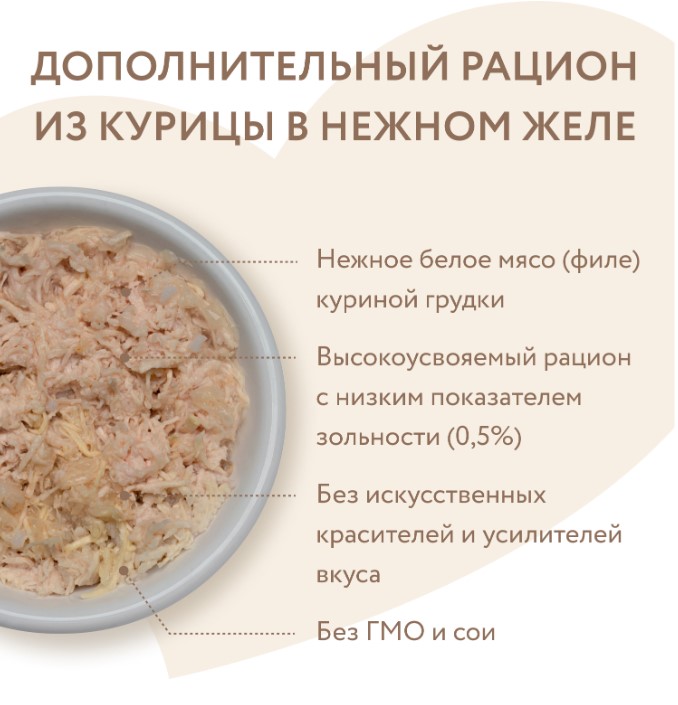 Влажный дополнительный корм Мнямс для кошек Курица в нежном желе